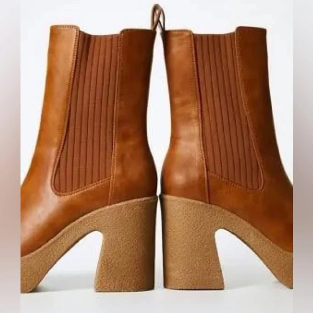 🆕 Brown Platform Lug Sole Ankle Boots Chunky Block Booties - Picture 4 of 6